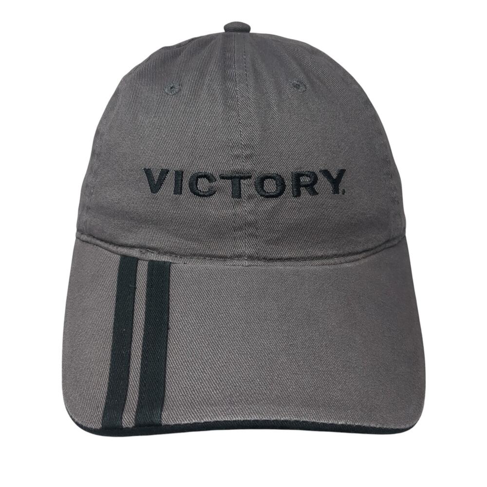Victory Strapback Baseball Cap Gray One Size Adjustable Embroidered 6 Panel